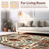 Ultra Soft Area Rug, Non Slip, Stain Resistant, Washable Area Rugs for Living Room, Bedroom, Boho Chic Area Abstract Geometric Accent for Entryways(Beige)