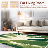 Ultra Soft Area Rug, Non Slip, Stain Resistant, Washable Area Rugs for Living Room, Bedroom, Entryway Area Tropical Leaves Beige Small(Green)