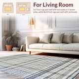 Ultra Soft Area Rug, Non Slip, Stain Resistant, Washable Area Rugs for Living Room, Bedroom, Black White Geometric Rug(Gray)