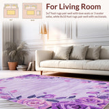 Ultra Soft Area Rug, Non Slip, Stain Resistant, Washable Area Rugs for Living Room, Bedroom, Soft Purple Rose Inspired Look(Purple)