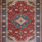 Ultra Soft Area Rug, Non Slip, Stain Resistant, Washable Area Rugs for Living Room, Bedroom, Vibrant Boho Tiled Arrangement(Red)