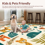 Ultra Soft Area Rug, Non Slip, Stain Resistant, Washable Area Rugs for Living Room, Bedroom, Vibrant Animal Motif Aesthetic(Ivory)