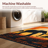 Ultra Soft Area Rug, Non Slip, Stain Resistant, Washable Area Rugs for Living Room, Bedroom, Abstract Earthy Sunset Imagery(Orange)
