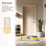 Ultra Soft Area Rug, Non Slip, Stain Resistant, Washable Area Rugs for Living Room, Bedroom, Contemporary Vibrant Patterned Surface(Yellow)