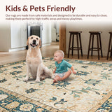 Ultra Soft Area Rug, Non Slip, Stain Resistant, Washable Area Rugs for Living Room, Bedroom, Elegant Vintage Floral Accents(Beige)