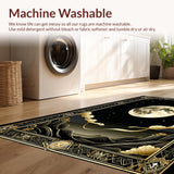 Ultra Soft Area Rug, Non Slip, Stain Resistant, Washable Area Rugs for Living Room, Bedroom, Dramatic Gothic Symbolic Decor(Gold)