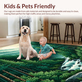 Ultra Soft Area Rug, Non Slip, Stain Resistant, Washable Area Rugs for Living Room, Bedroom, Serene Outdoor Oasis Design(Green)