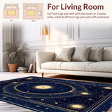 Ultra Soft Area Rug, Non Slip, Stain Resistant, Washable Area Rugs for Living Room, Bedroom, Artistic Cosmic Ethnic Composition(Blue)