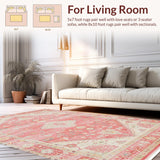 Ultra Soft Area Rug, Non Slip, Stain Resistant, Washable Area Rugs for Living Room, Bedroom, Contemporary Abstract Floral Arrangement(Pink)