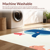 Ultra Soft Area Rug, Non Slip, Stain Resistant, Washable Area Rugs for Living Room, Bedroom, Whimsical Oceanic Creature Design(White)