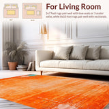 Ultra Soft Area Rug, Non Slip, Stain Resistant, Washable Area Rugs for Living Room, Bedroom, Artful Fluid Design with Vibrancy(Orange)