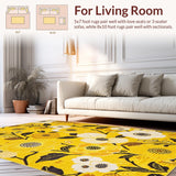 Ultra Soft Area Rug, Non Slip, Stain Resistant, Washable Area Rugs for Living Room, Bedroom, Contemporary Soft-Cornered Design(Yellow)