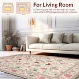 Ultra Soft Area Rug, Non Slip, Stain Resistant, Washable Area Rugs for Living Room, Bedroom, Charming Pink Floral Whirl Patterns(Pink)