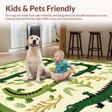 Ultra Soft Area Rug, Non Slip, Stain Resistant, Washable Area Rugs for Living Room, Bedroom, Vibrant Animal Print Decorative Accent(Green)