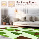 Ultra Soft Area Rug, Non Slip, Stain Resistant, Washable Area Rugs for Living Room, Bedroom, Joyful Outdoor Expedition Motif(Green)