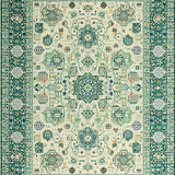 Ultra Soft Area Rug, Non Slip, Stain Resistant, Washable Area Rugs for Living Room, Bedroom, Charming Vintage Lattice Influence(Ivory)