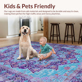 Ultra Soft Area Rug, Non Slip, Stain Resistant, Washable Area Rugs for Living Room, Bedroom, Elegant Light Blue Floral Motif(Blue)