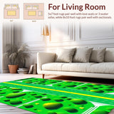 Ultra Soft Area Rug, Non Slip, Stain Resistant, Washable Area Rugs for Living Room, Bedroom, Bright Green Playful City Elements(Green)