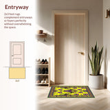 Ultra Soft Area Rug, Non Slip, Stain Resistant, Washable Area Rugs for Living Room, Bedroom, Colorful Jazz-Inspired Pattern(Yellow)