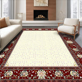 Ultra Soft Area Rug, Non Slip, Stain Resistant, Washable Area Rugs for Living Room, Bedroom, Chic Classic Burgundy Medallion Style(Red)