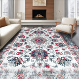 Ultra Soft Area Rug, Non Slip, Stain Resistant, Washable Area Rugs for Living Room, Bedroom, Luxurious Geometric Grey Composition(White)