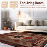 Ultra Soft Area Rug, Non Slip, Stain Resistant, Washable Area Rugs for Living Room, Bedroom, Primitive Cozy Geometric Motif(Beige)