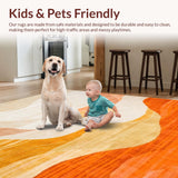 Ultra Soft Area Rug, Non Slip, Stain Resistant, Washable Area Rugs for Living Room, Bedroom, Chic Colorful Dynamic Pattern Design(Beige)