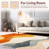 Ultra Soft Area Rug, Non Slip, Stain Resistant, Washable Area Rugs for Living Room, Bedroom, Striking Layered Color Fusion Style(Orange)