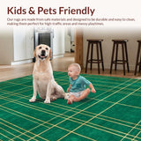 Ultra Soft Area Rug, Non Slip, Stain Resistant, Washable Area Rugs for Living Room, Bedroom, Chic Dark Green Facet Design(Green)