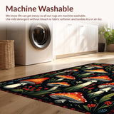 Ultra Soft Area Rug, Non Slip, Stain Resistant, Washable Area Rugs for Living Room, Bedroom, Witchy Black Mushroom Kitchen Runner Rug(Red)