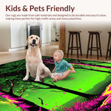Ultra Soft Area Rug, Non Slip, Stain Resistant, Washable Area Rugs for Living Room, Bedroom, Energetic Moon Phase Pattern(Green)