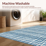 Ultra Soft Area Rug, Non Slip, Stain Resistant, Washable Area Rugs for Living Room, Bedroom, Preppy Blue & White Scallop Rug: Aesthetic Bow Accent for Any Decor(Blue)
