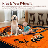 Ultra Soft Area Rug, Non Slip, Stain Resistant, Washable Area Rugs for Living Room, Bedroom, Vibrant Ethnic Animal Print Charm(Orange)