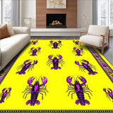 Ultra Soft Area Rug, Non Slip, Stain Resistant, Washable Area Rugs for Living Room, Bedroom, Playful Lobster Patterned Decor(Yellow)