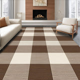 Ultra Soft Area Rug, Non Slip, Stain Resistant, Washable Area Rugs for Living Room, Bedroom, Rustic Earthy Checked Aesthetic(Brown)