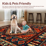 Ultra Soft Area Rug, Non Slip, Stain Resistant, Washable Area Rugs for Living Room, Bedroom, Rustic Native American Entryway Rug with Intricate Patterns(Red)