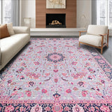 Ultra Soft Area Rug, Non Slip, Stain Resistant, Washable Area Rugs for Living Room, Bedroom, Whimsical Pastel Floral Aesthetic(Blue)