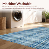 Ultra Soft Area Rug, Non Slip, Stain Resistant, Washable Area Rugs for Living Room, Bedroom, Rustic Gray Plaid Charm(Blue)