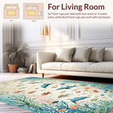 Ultra Soft Area Rug, Non Slip, Stain Resistant, Washable Area Rugs for Living Room, Bedroom, Underwater Explorer Rug Sea Animal Pattern Carpet for Children(Blue)