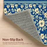 Ultra Soft Area Rug, Non Slip, Stain Resistant, Washable Area Rugs for Living Room, Bedroom, Boho Vintage Blue Living Room Non Slip Rug(Blue)