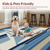 Ultra Soft Area Rug, Non Slip, Stain Resistant, Washable Area Rugs for Living Room, Bedroom, Contemporary Blue Nautical Vibe(Blue)