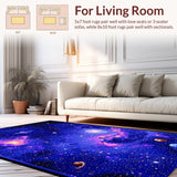 Ultra Soft Area Rug, Non Slip, Stain Resistant, Washable Area Rugs for Living Room, Bedroom, Charming Astral Theme Expression(Purple)