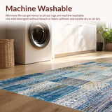 Ultra Soft Area Rug, Non Slip, Stain Resistant, Washable Area Rugs for Living Room, Bedroom, Boho Style Patchwork Multi Colored(Blue)