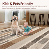 Ultra Soft Area Rug, Non Slip, Stain Resistant, Washable Area Rugs for Living Room, Bedroom, Stylish Striped Boho Neutral Palette(Beige)