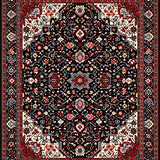 Ultra Soft Area Rug, Non Slip, Stain Resistant, Washable Area Rugs for Living Room, Bedroom, Cozy Earth Tone Pattern(Black)