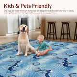 Ultra Soft Area Rug, Non Slip, Stain Resistant, Washable Area Rugs for Living Room, Bedroom, Elegant Blue Animal Motif(Blue)