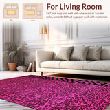 Ultra Soft Area Rug, Non Slip, Stain Resistant, Washable Area Rugs for Living Room, Bedroom, Chic Pink Leopard Aesthetic(Pink)