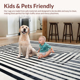 Ultra Soft Area Rug, Non Slip, Stain Resistant, Washable Area Rugs for Living Room, Bedroom, Contemporary Black and White Patterned Area Rug for Modern Patios(Black)