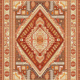 Ultra Soft Area Rug, Non Slip, Stain Resistant, Washable Area Rugs for Living Room, Bedroom, Cozy Textured Vintage Pattern(Orange)