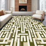 Ultra Soft Area Rug, Non Slip, Stain Resistant, Washable Area Rugs for Living Room, Bedroom, Olive Beige Area Versatile Style Non Shed Weave Fringed Borders(Green)